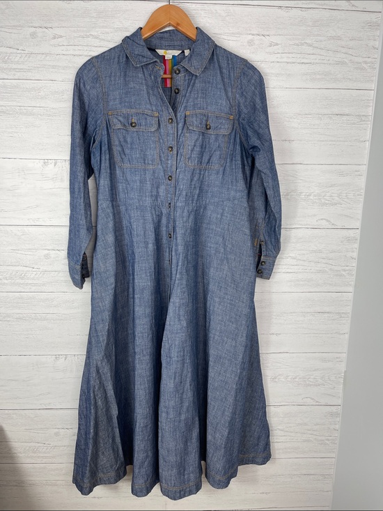 Boden Dresses & Skirts - Boden Blue Chambray Button-Front Long Sleeve Maxi Dress